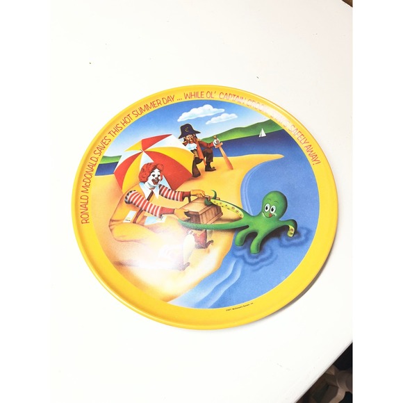 McDonald's Other - Vintage 1977 McDonalds Ronald McDonald Captain Crook Melamine Plate Beach Scene
